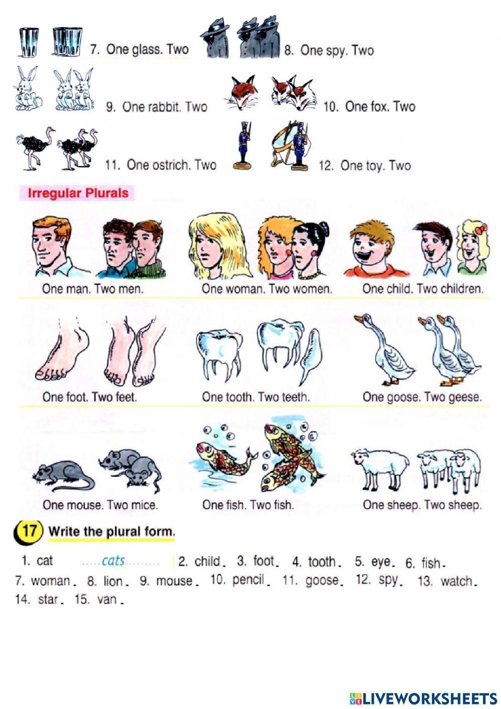 Plural form worksheet for elementary | Live Worksheets