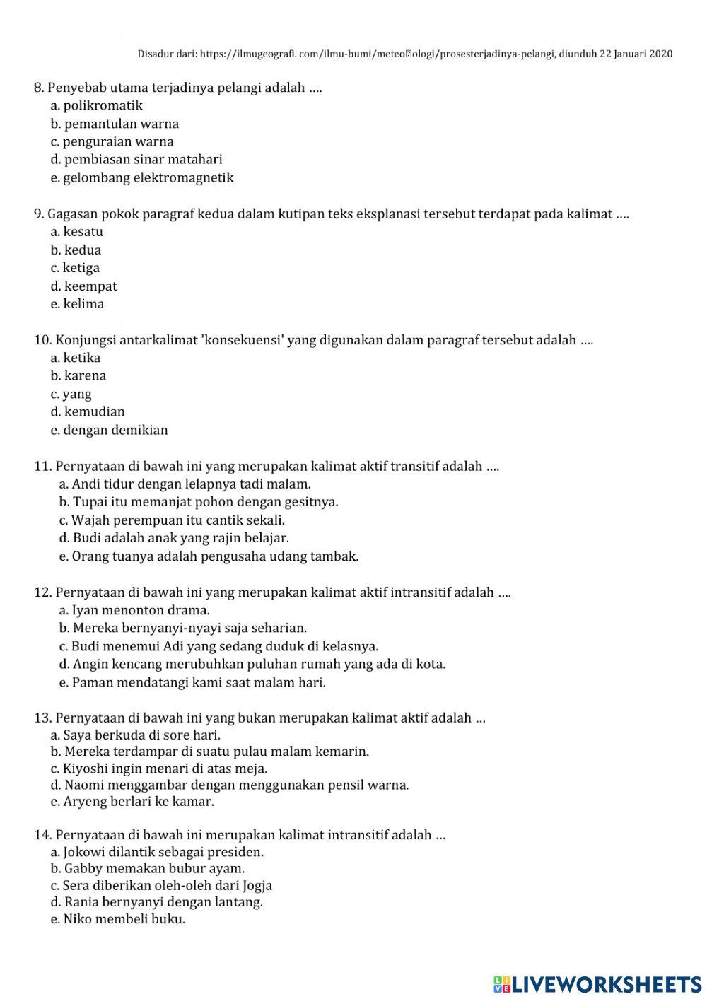 Ulangan Harian 2 (Teks Eksplanasi)