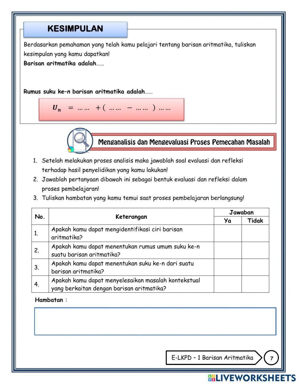 1. Barisan Aritmatika