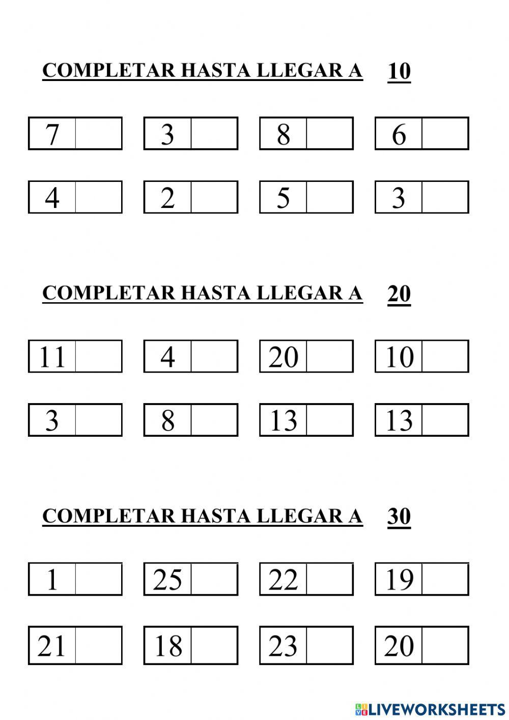 Completar hasta un numero - 1