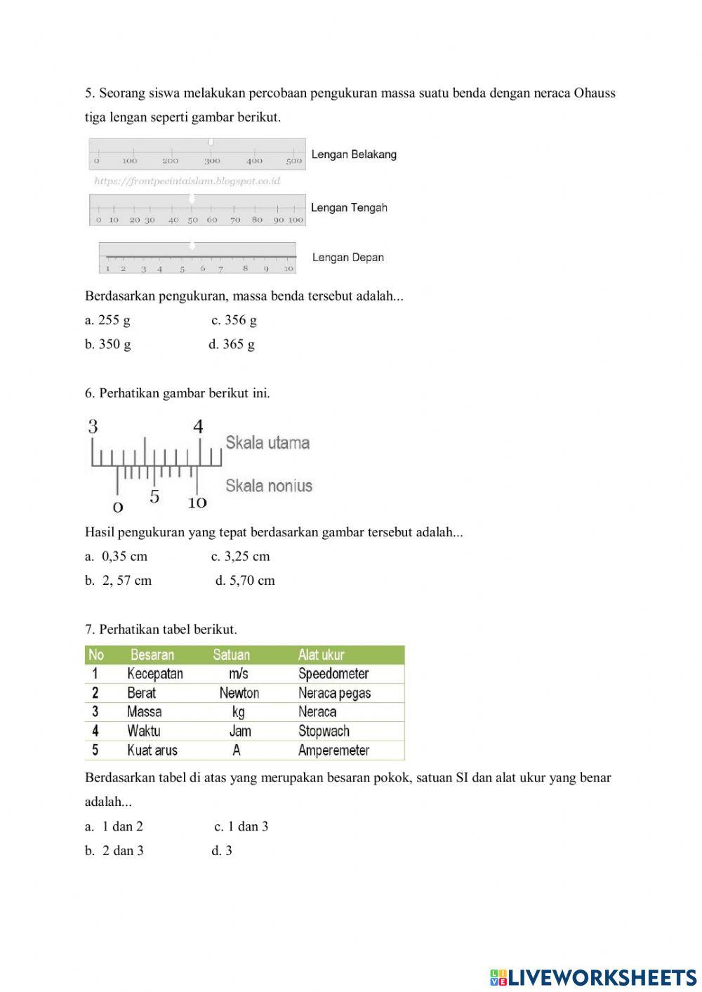 Ulangan harian i kls 7 sains SOAL B