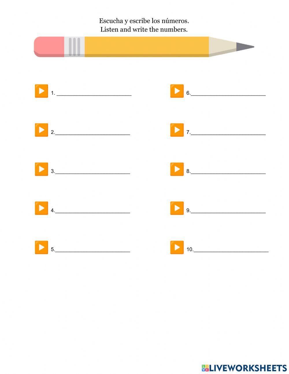 Escribe los números