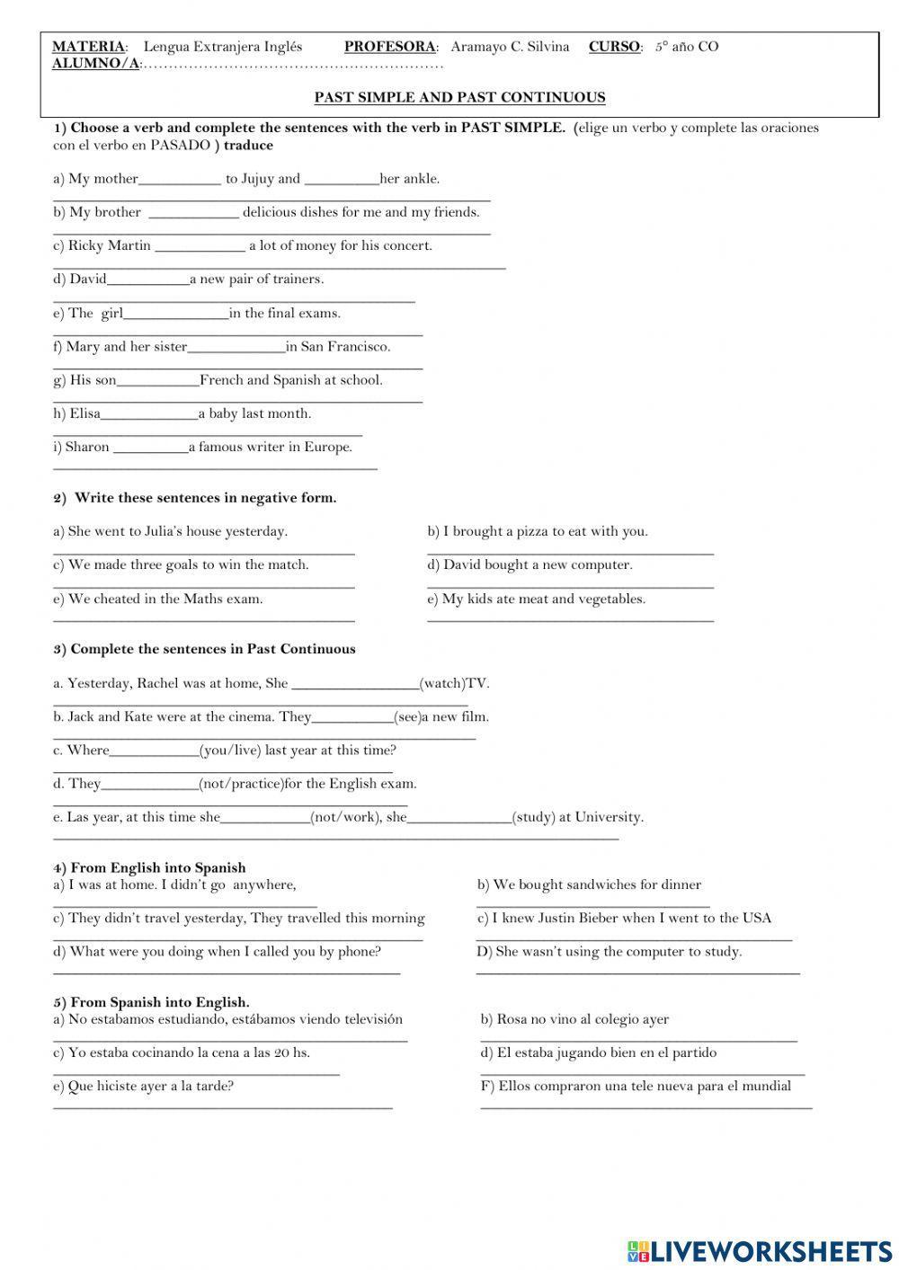 Pasado simple y pasado continuo