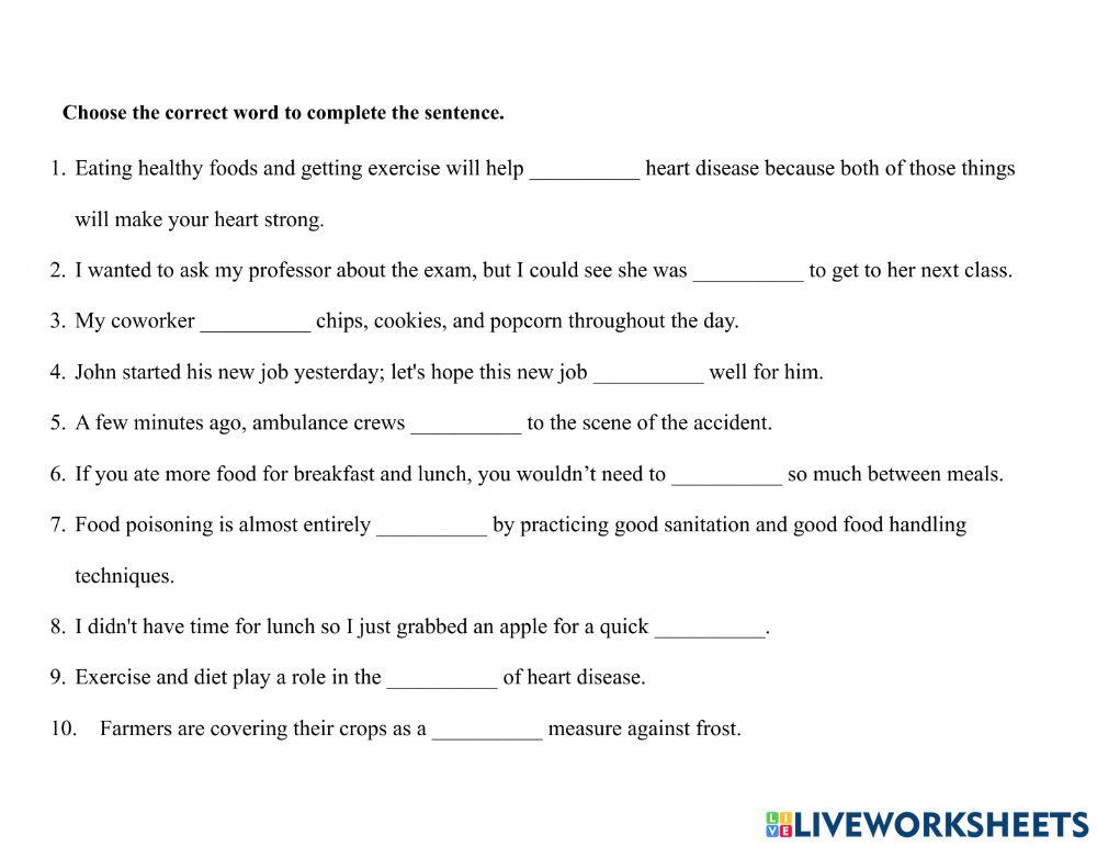 Food 2-Vocabulary Exercise
