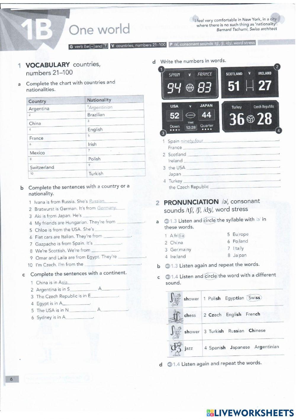 Countries and nationalities, to be