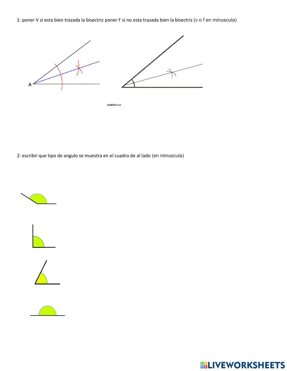 Bisectriz y Clasificacion de angulos