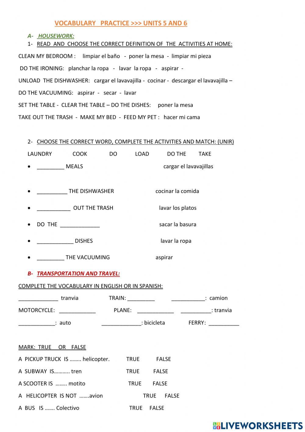 Vocabulary Units 5, 6 Link 2