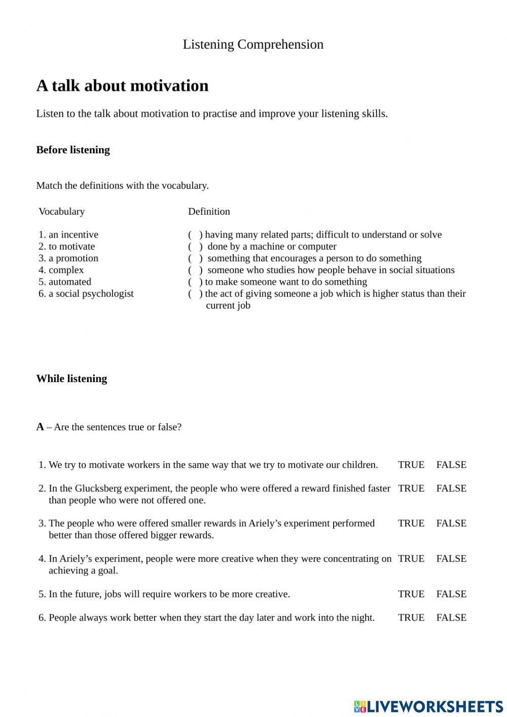 A talk about motivation