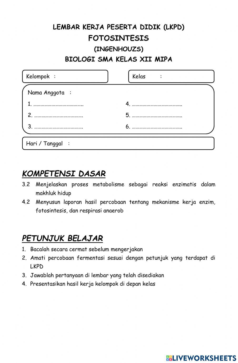 Fotosintesis - Ingenhouzs