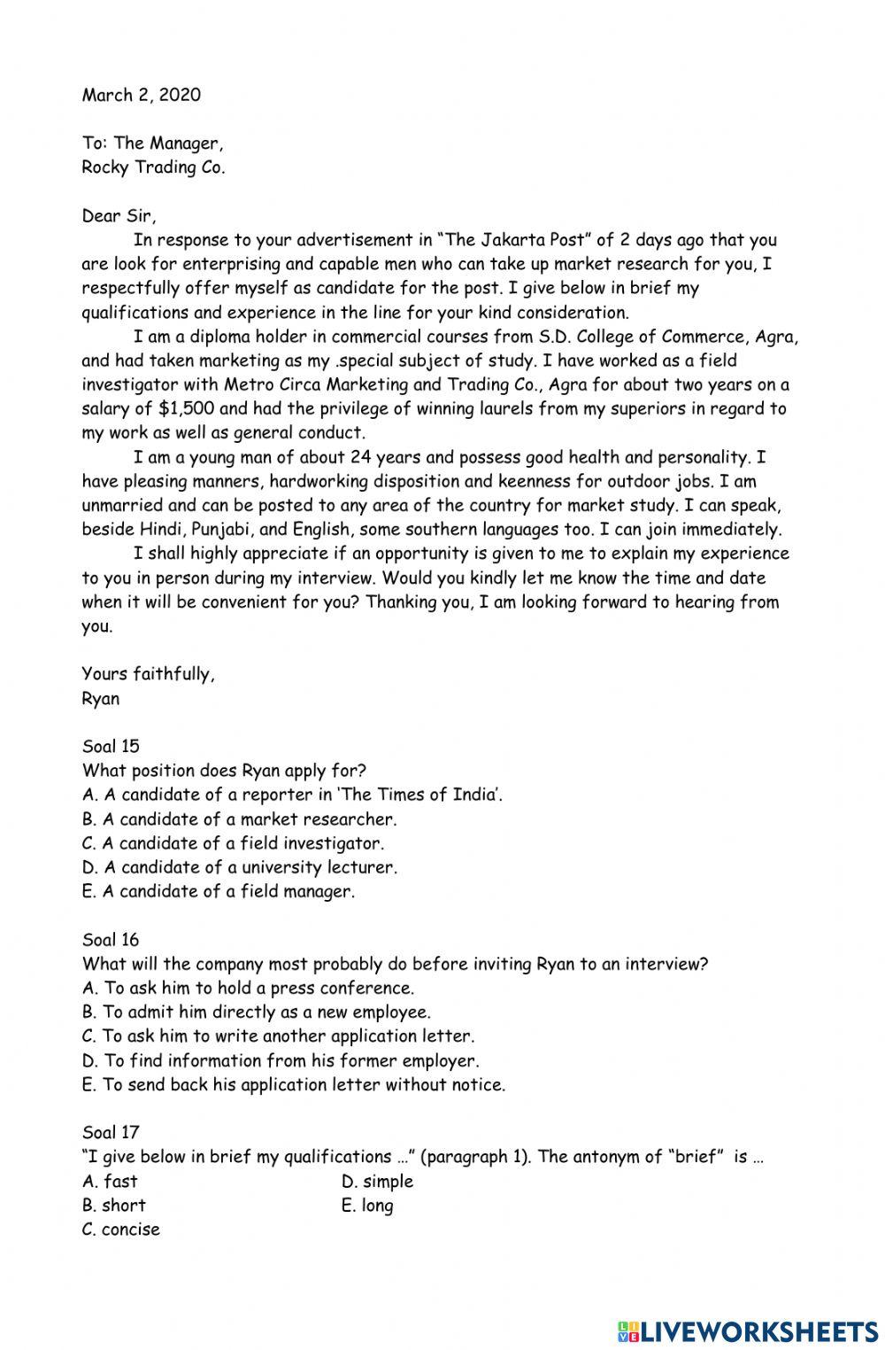 Exercise Mid Semester XII