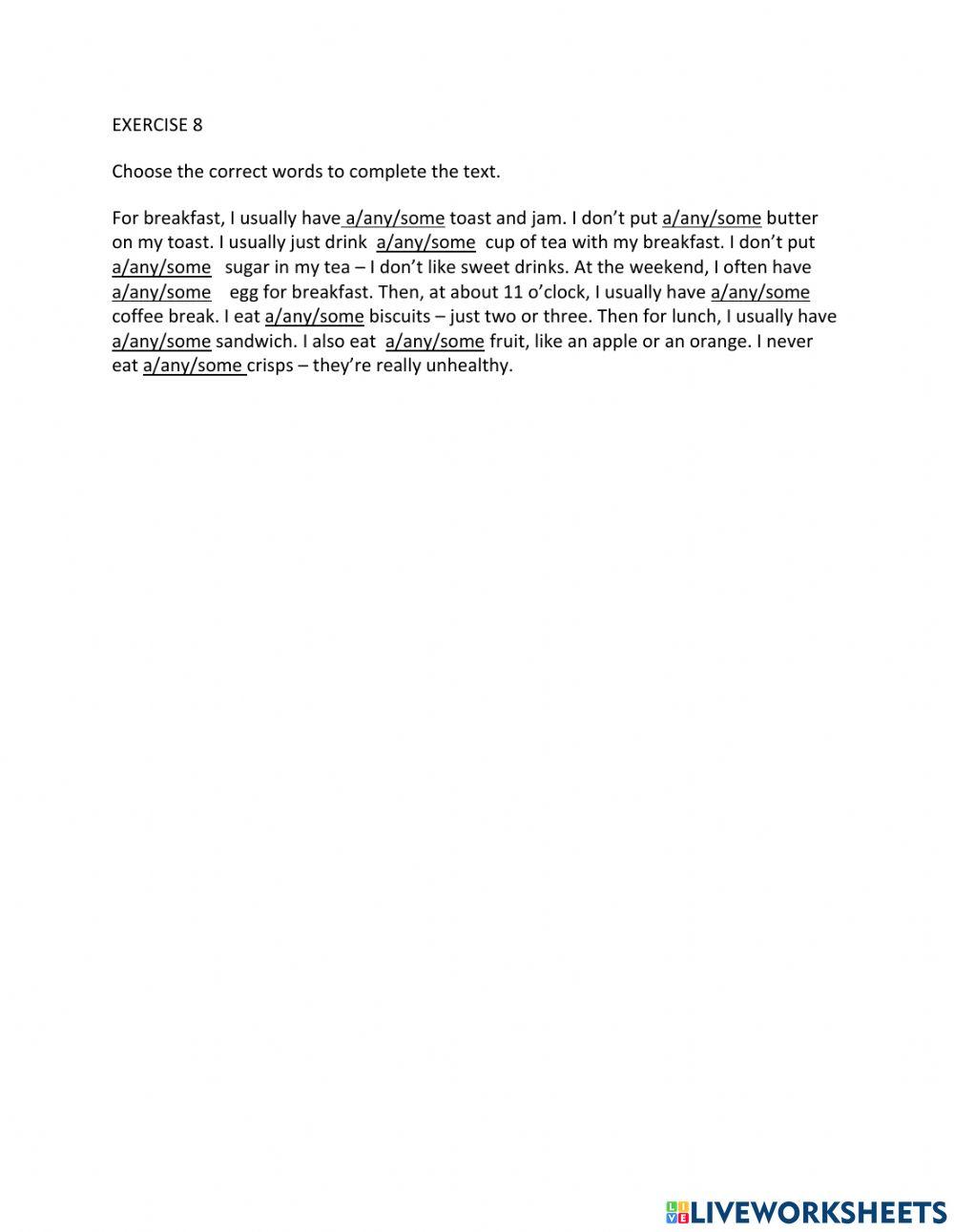 IE1, Unit 4, Vocabulary & Grammar, Exercise 8