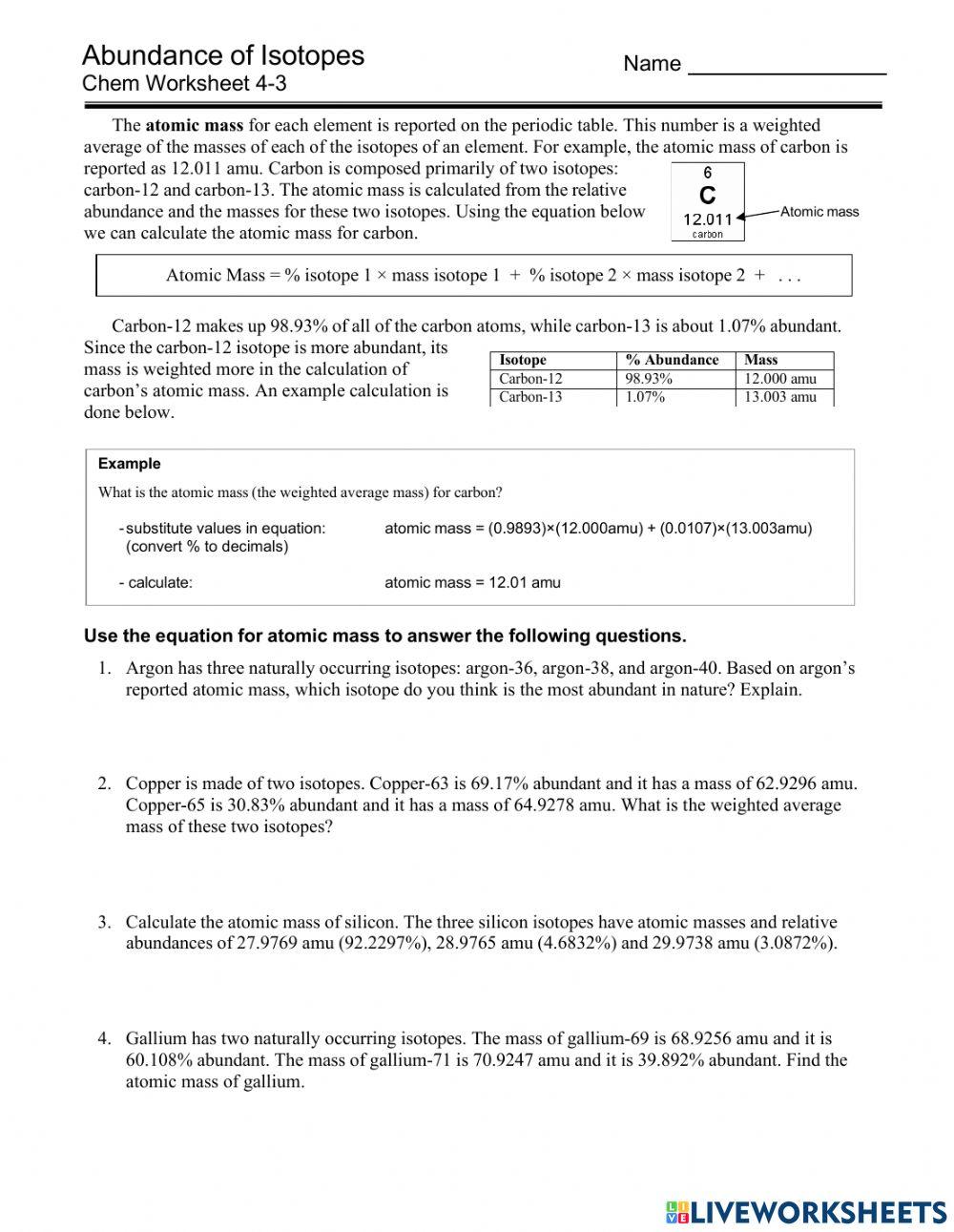 Abundance of Isotopes Chemistry Problems 6899200 Coach