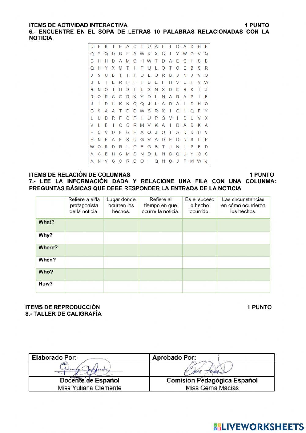 Sumativa español noveno