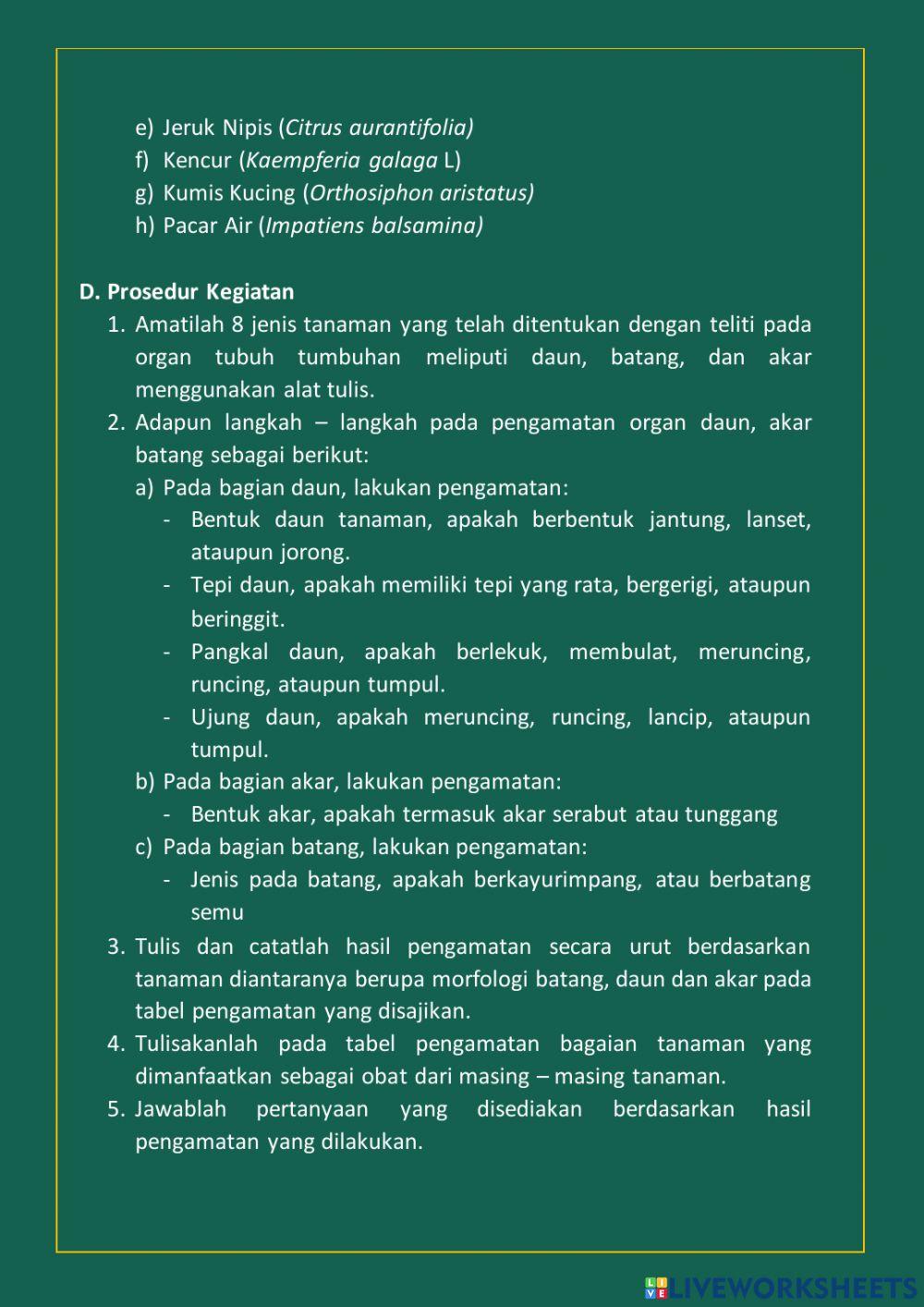 LKPD Keanekaragaman Jenis Tanaman Obat