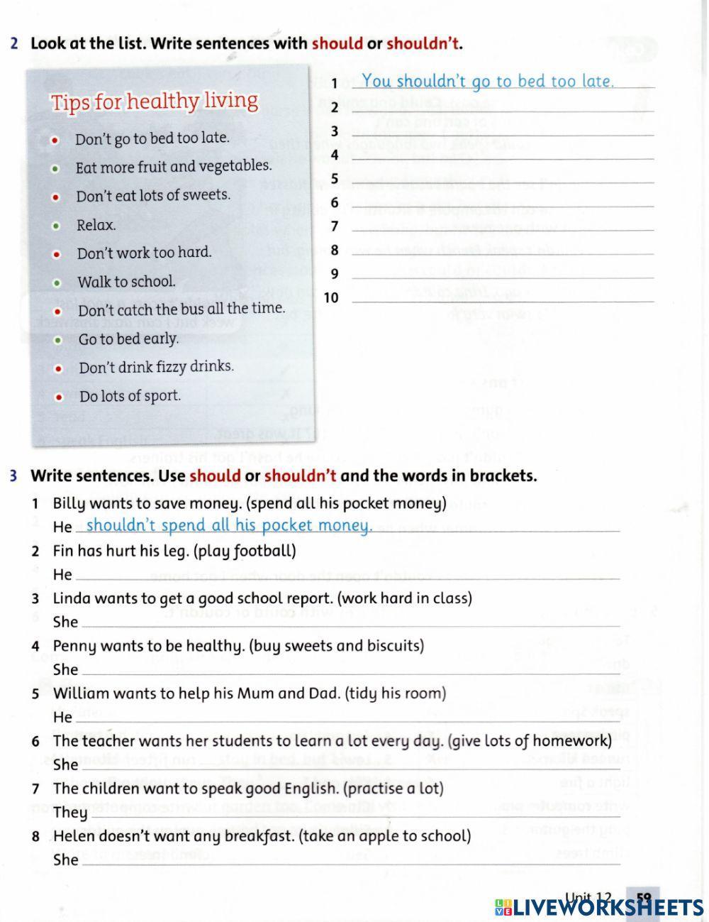 Can Can't - should Shouldn't