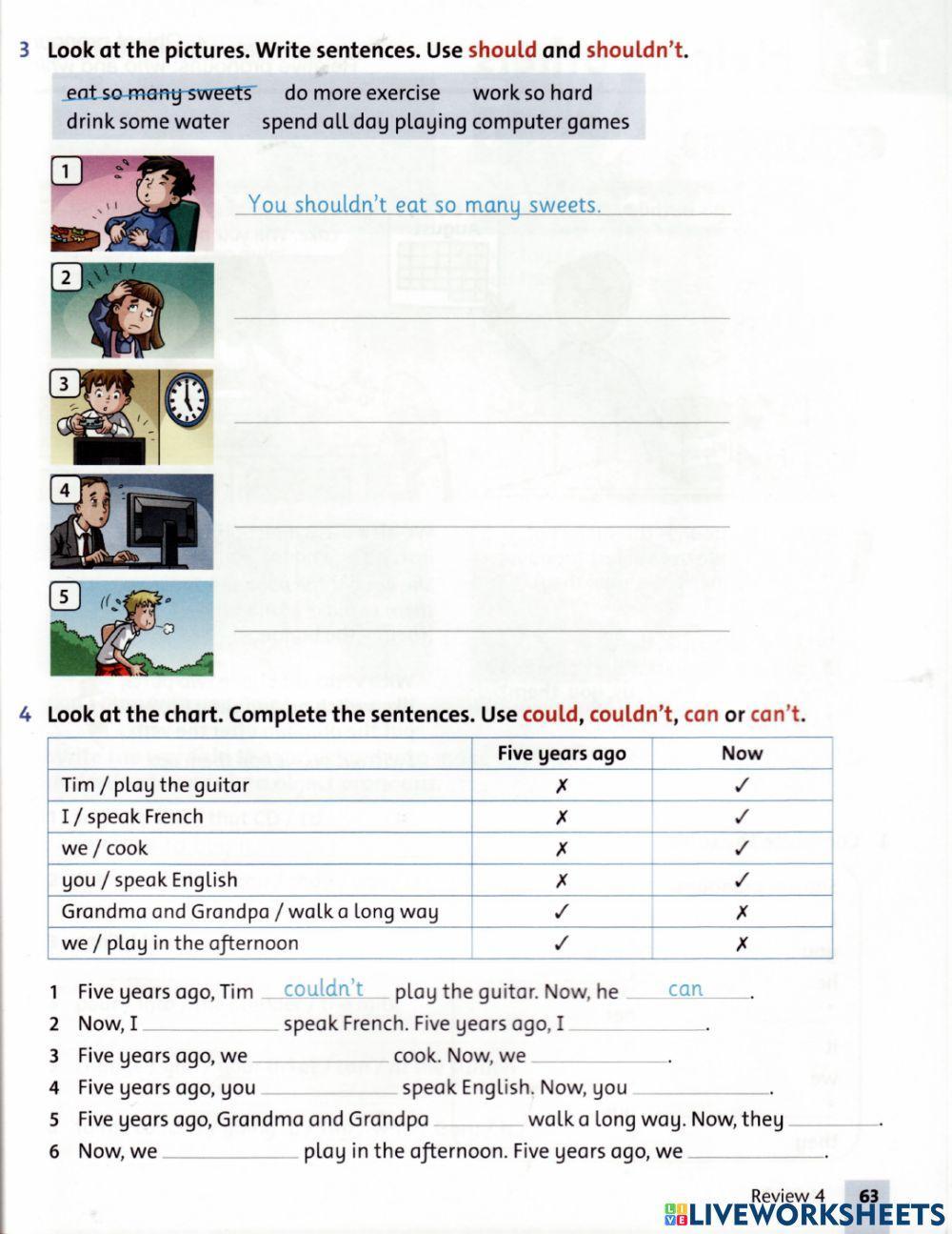 Can Can't - should Shouldn't