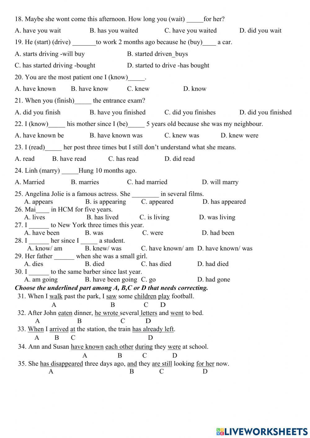 Past simple-present perfect