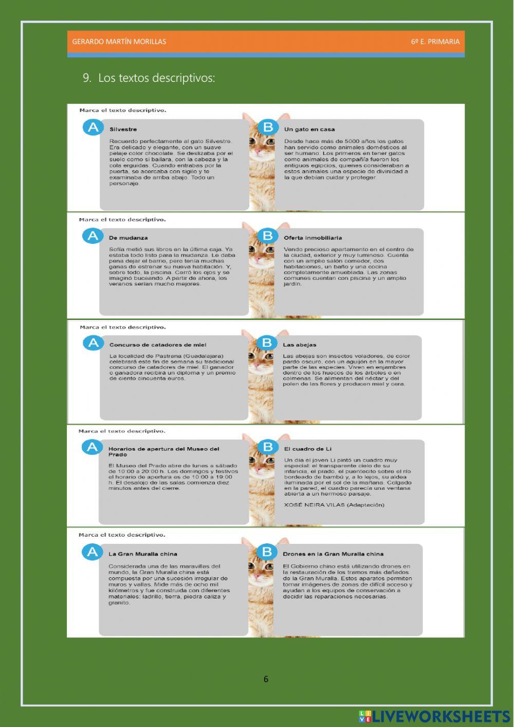 Competencia lectora. Tarea 2. 6º