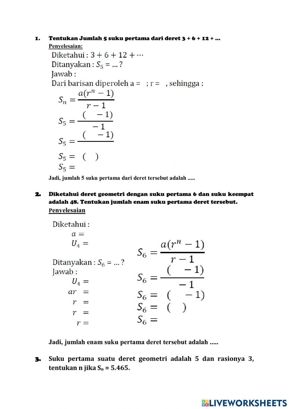 Deret Geometri Deret Geometri