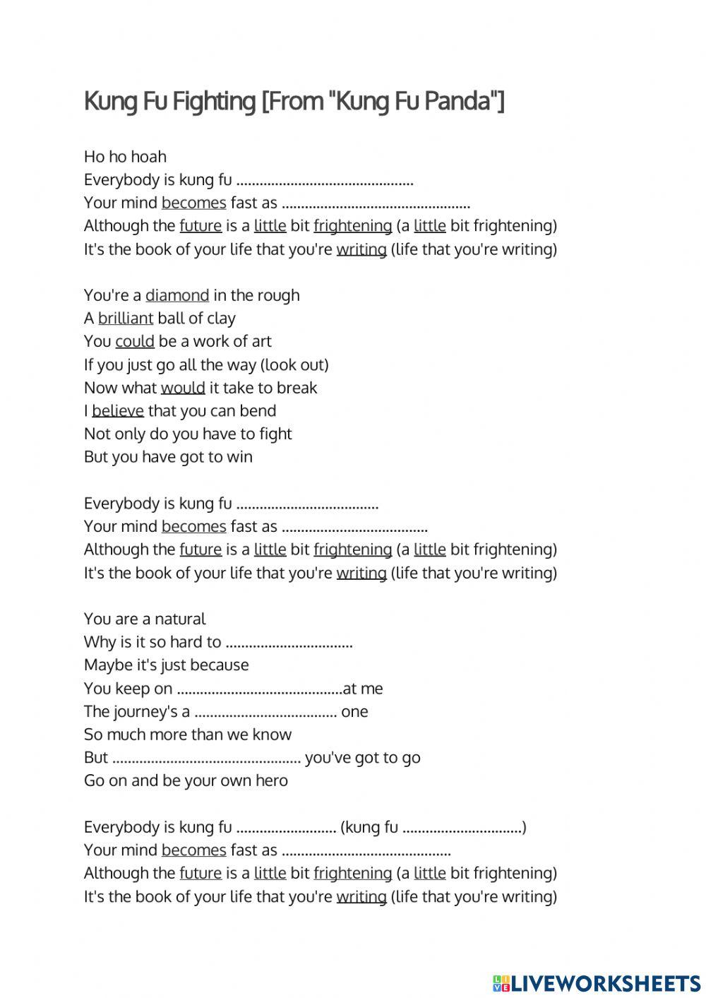 2136678 Kung Fu fighting Aleksandra LiveWorksheets