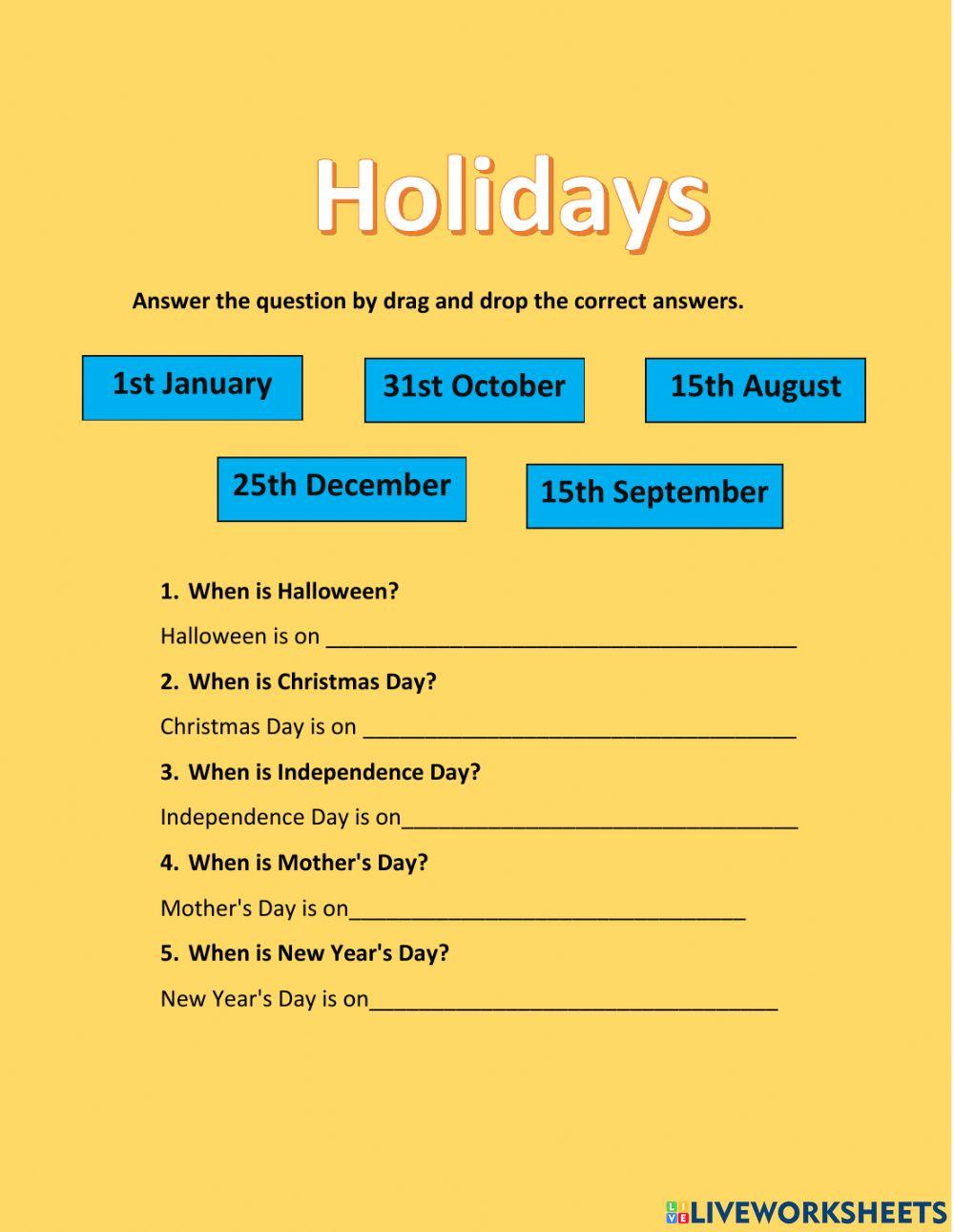 Holidays drag and drop