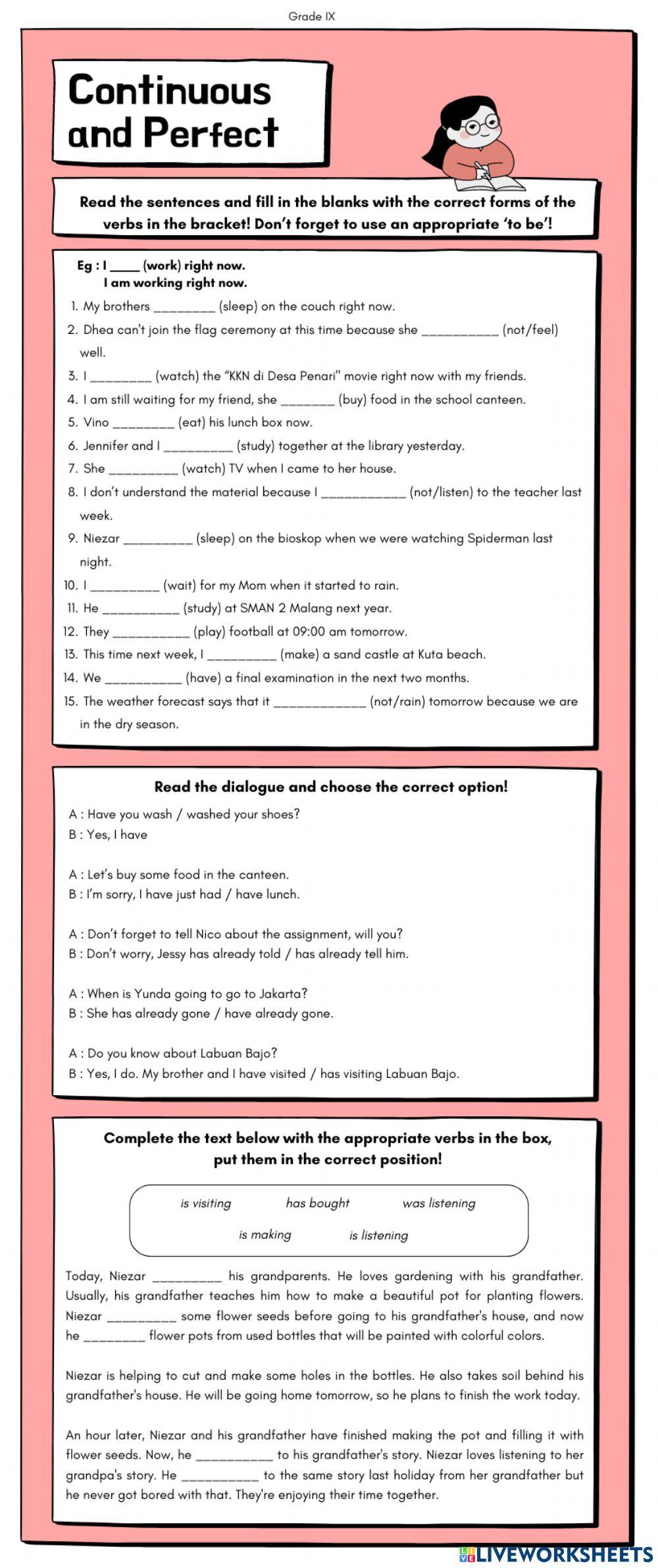 Continuous and Perfect Tenses