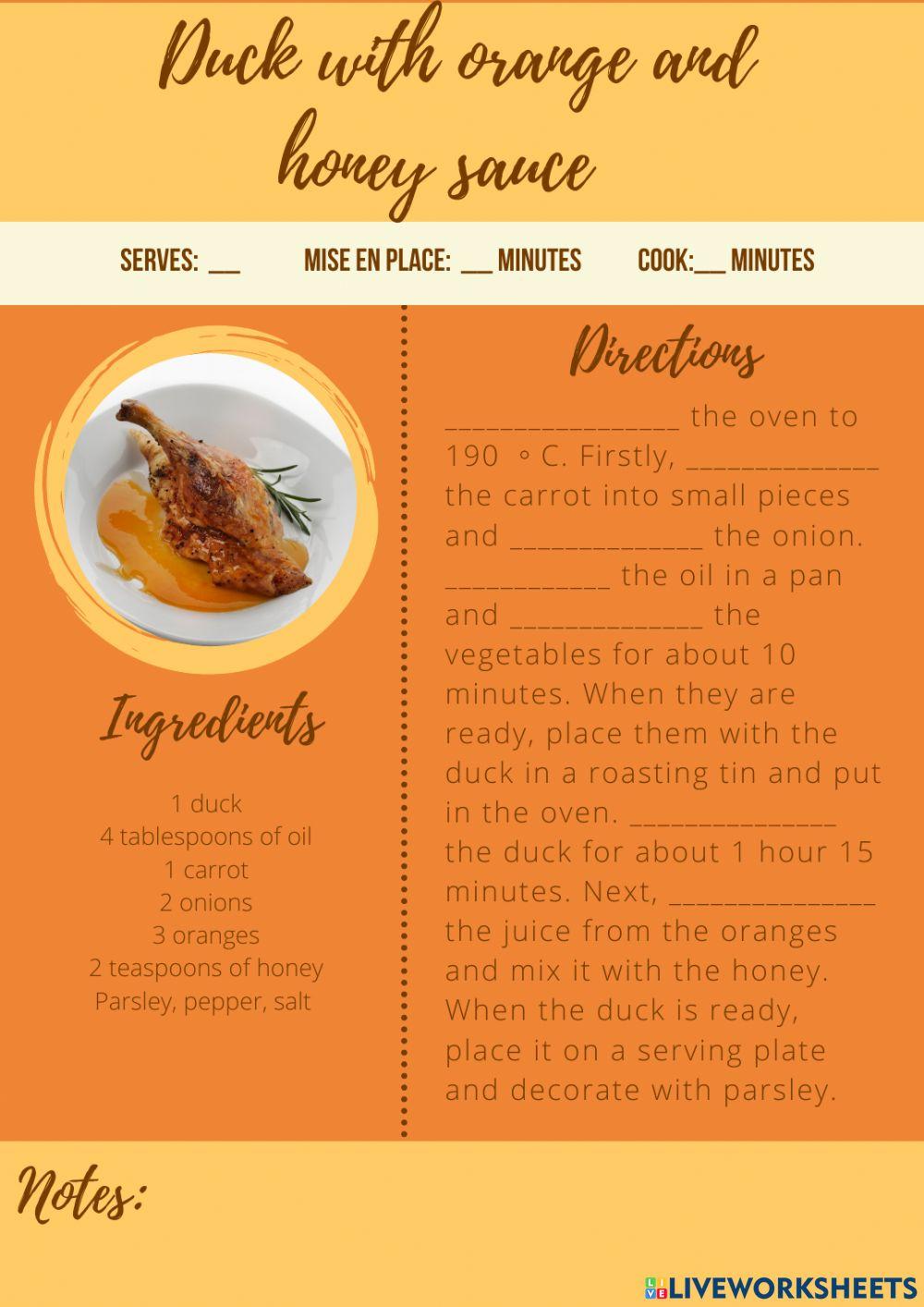 Duck with orange and honey sauce