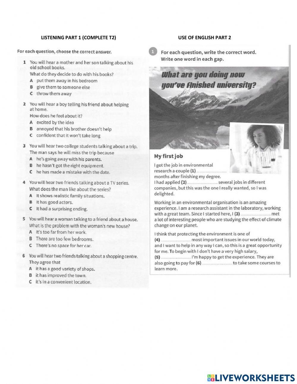 FCE Listening Part 1