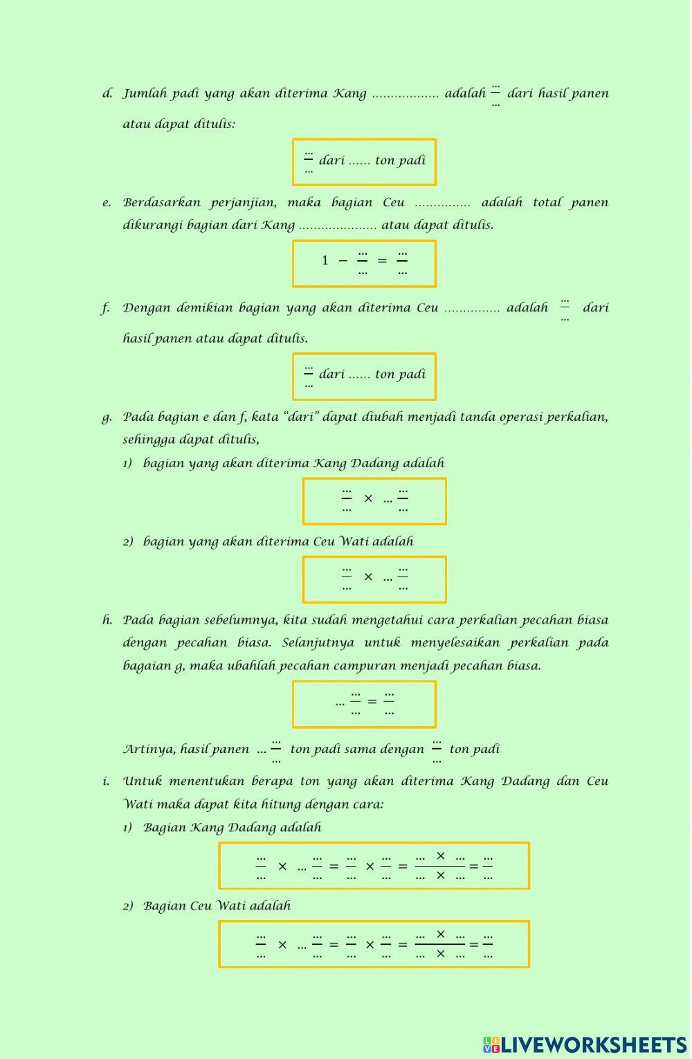 Perkalian bilangan Pecahan