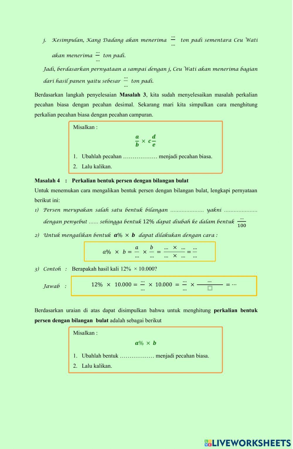 Perkalian bilangan Pecahan