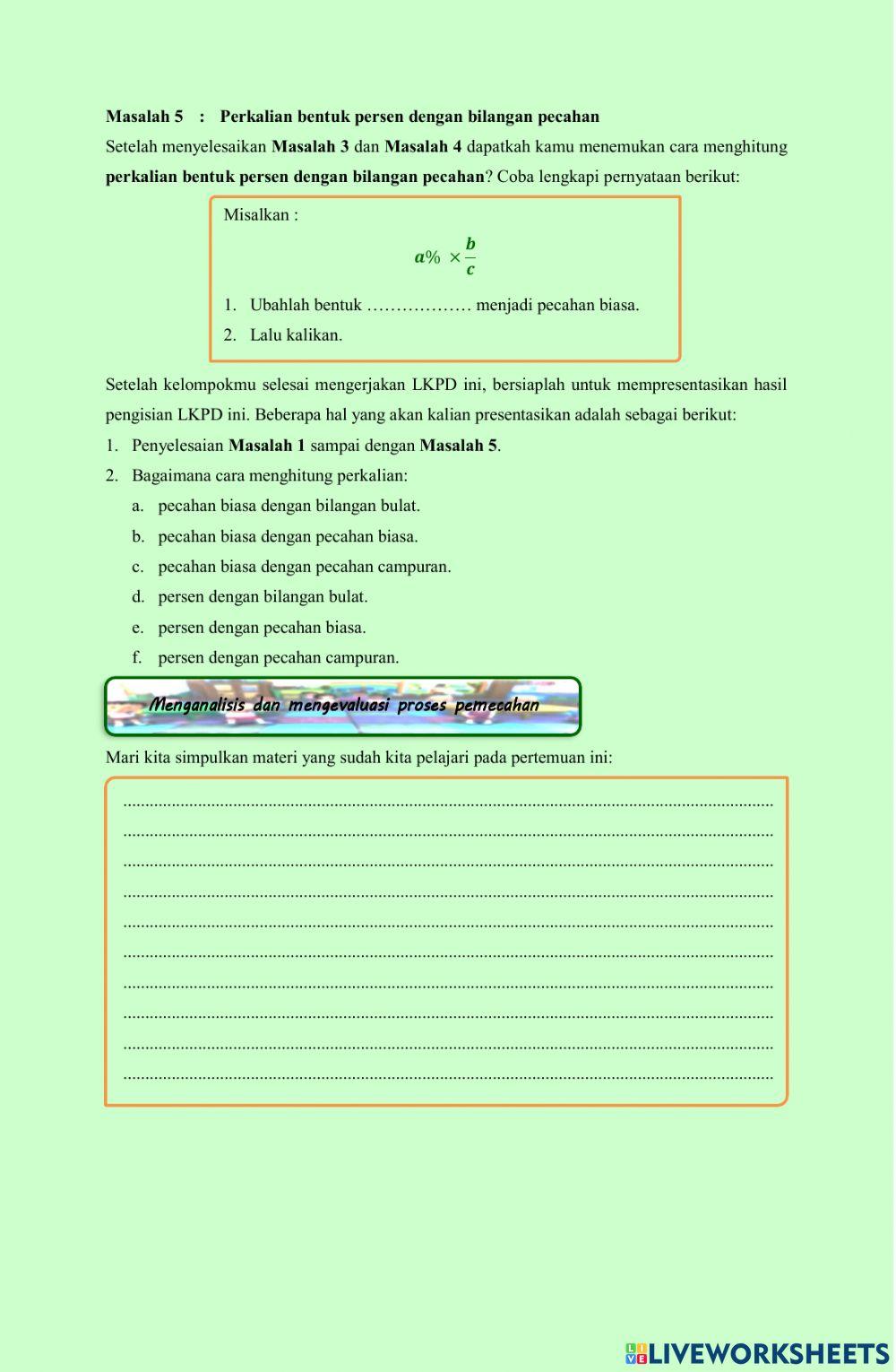 Perkalian bilangan Pecahan