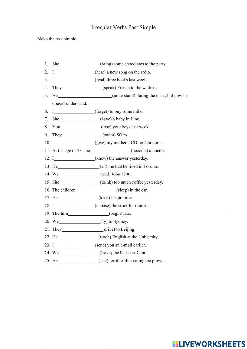 Past simple irregular verbs