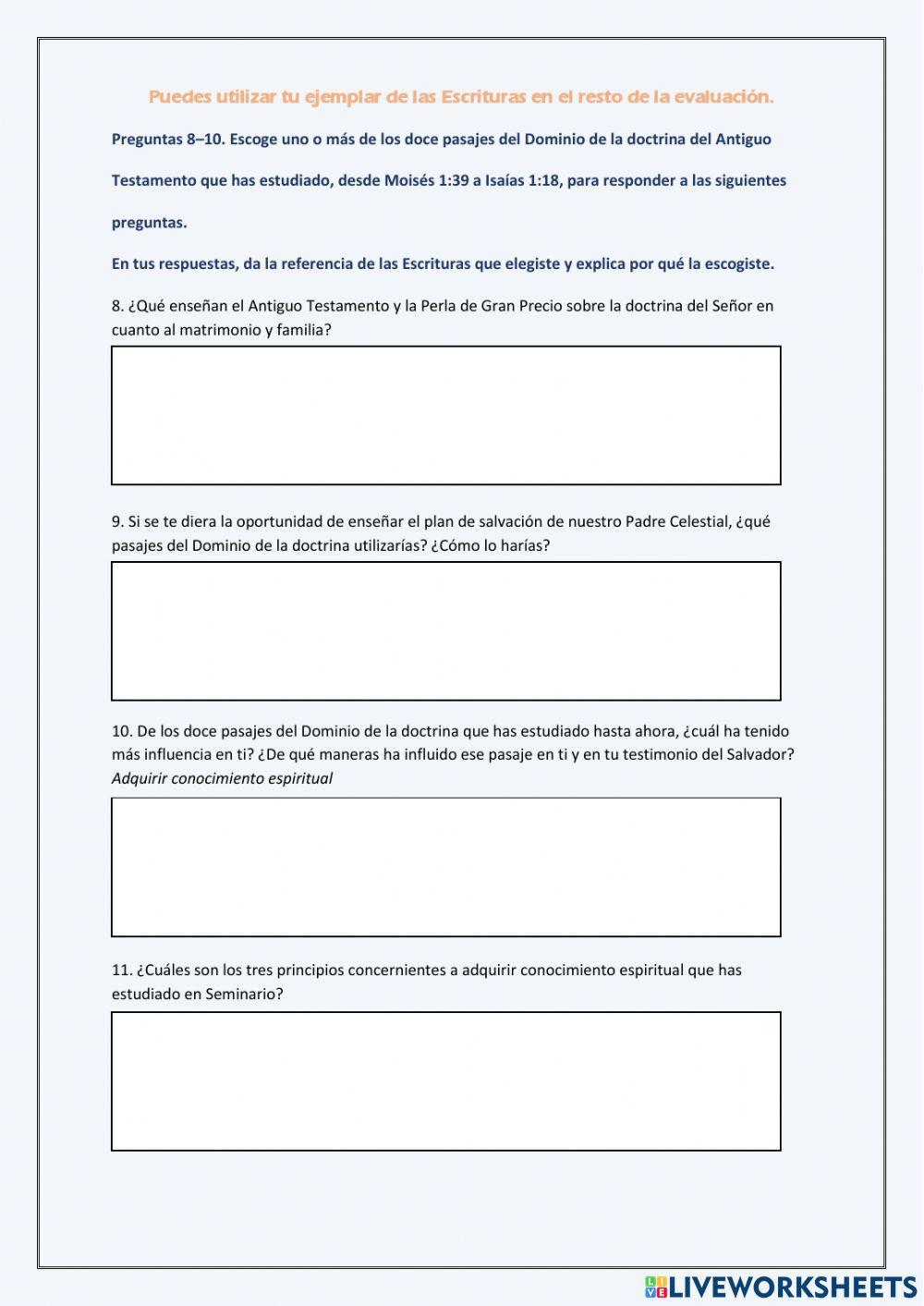 Evaluación del dominio de la doctrina OT