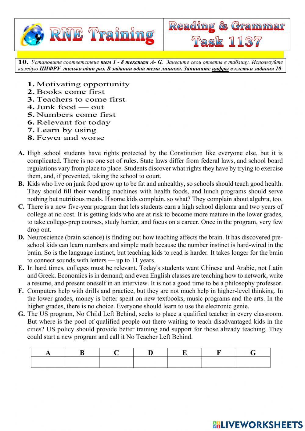 RNE practice Reading and Grammar 1137