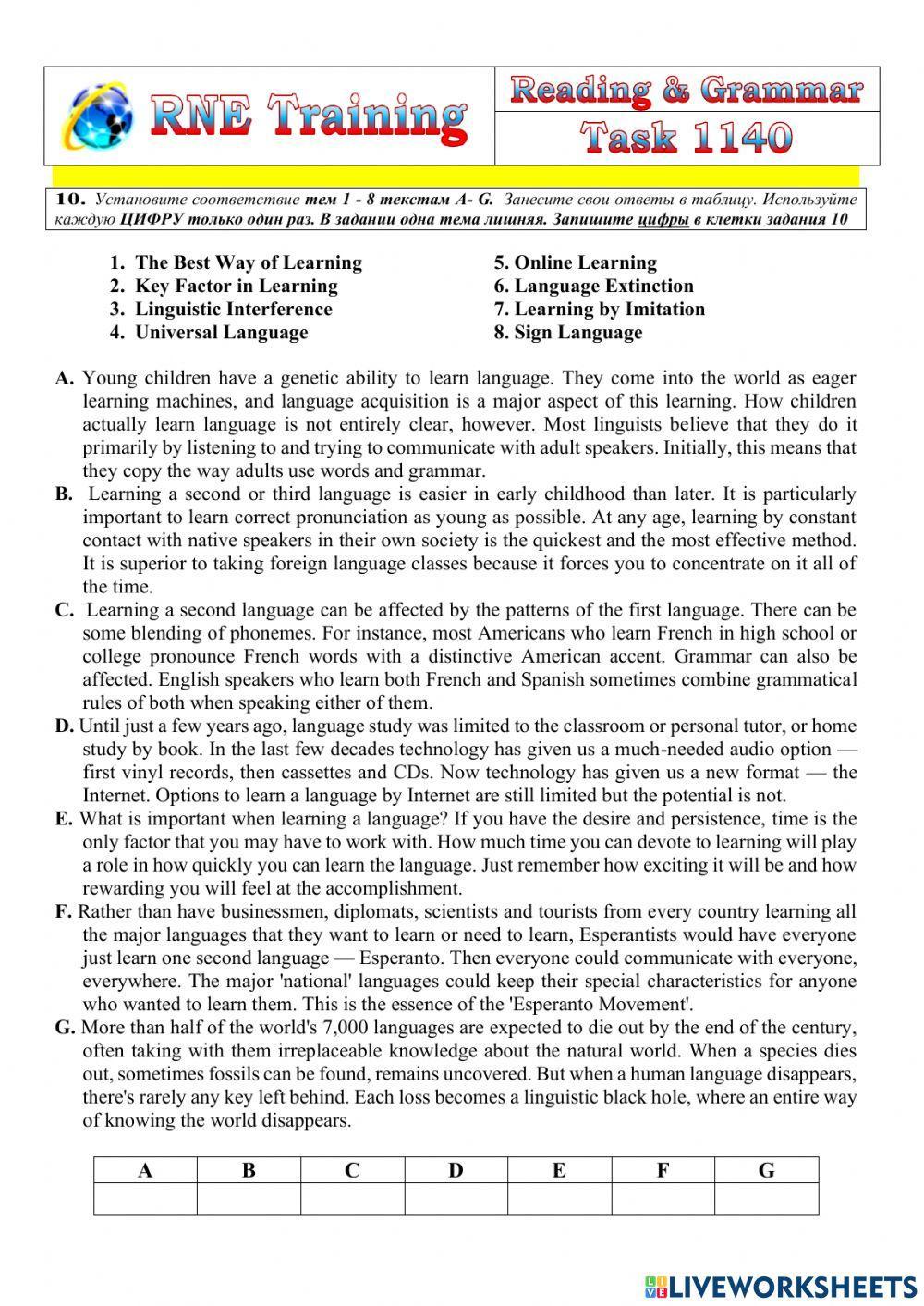 RNE practice Reading and Grammar 1140