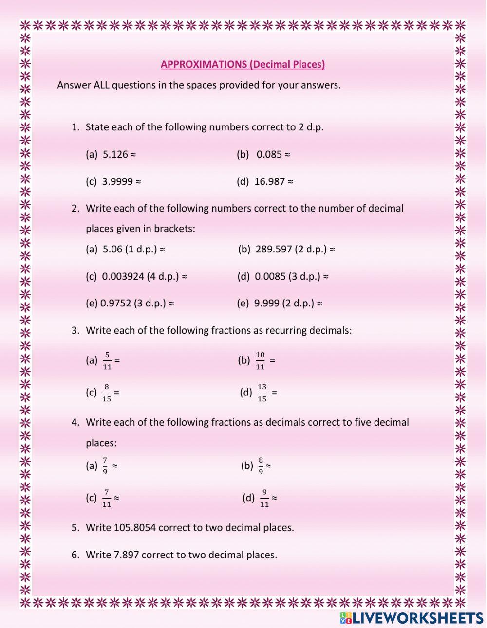 2137580 approximations decimal places miss charles