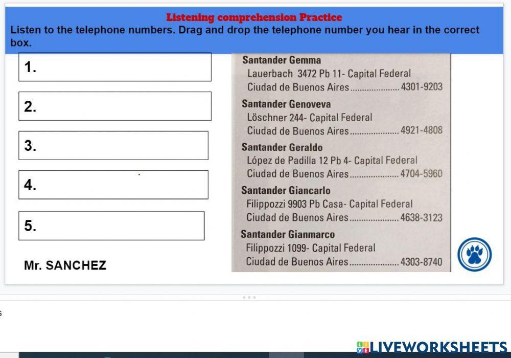 Telephone numbers in Spanish