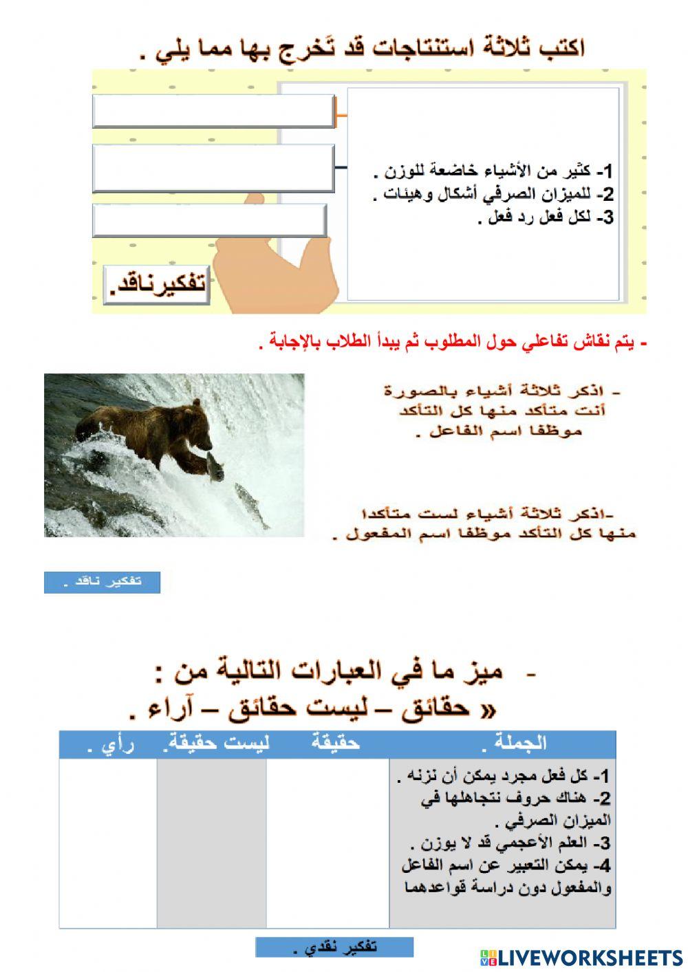 تعزيز اسم الفاعل والمفعول والميزان الصرفي