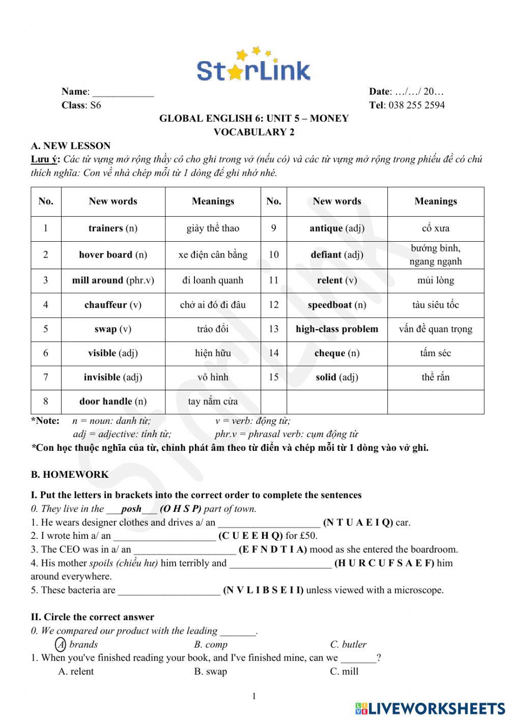 Foreign Teacher-S6-WEEK 20-U5-VOCAB 2