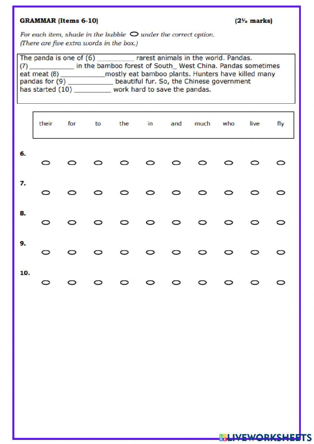 Grade 9 Grammar exercises S 1