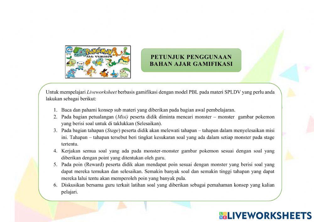 LKPD Gamifikasi Materi SPLDV Kelas 8 Pertemuan 4