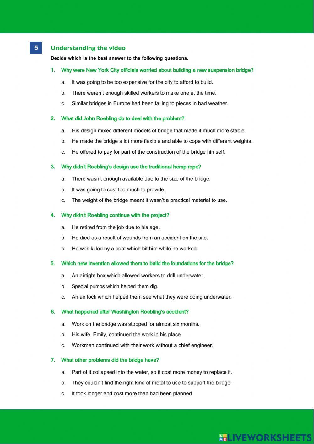 Building brooklyn bridge - Lexis & reading B2 - C1