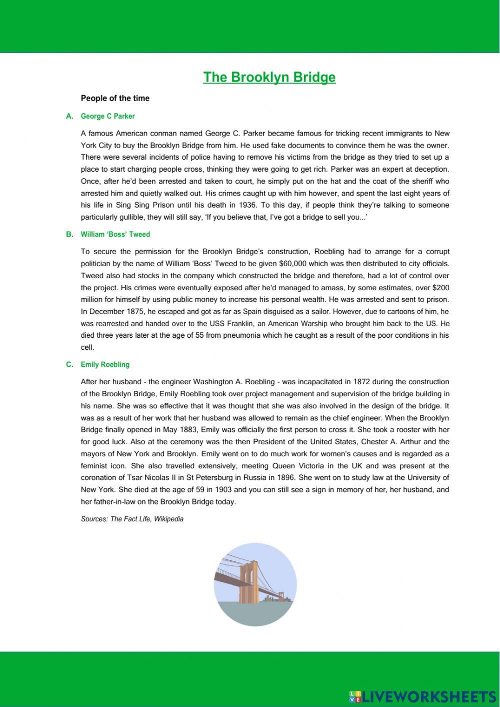 Building brooklyn bridge - Lexis & reading B2 - C1