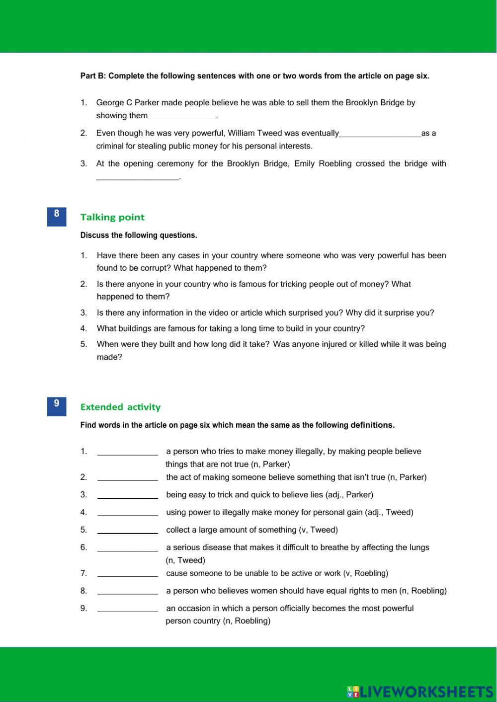 Building brooklyn bridge - Lexis & reading B2 - C1