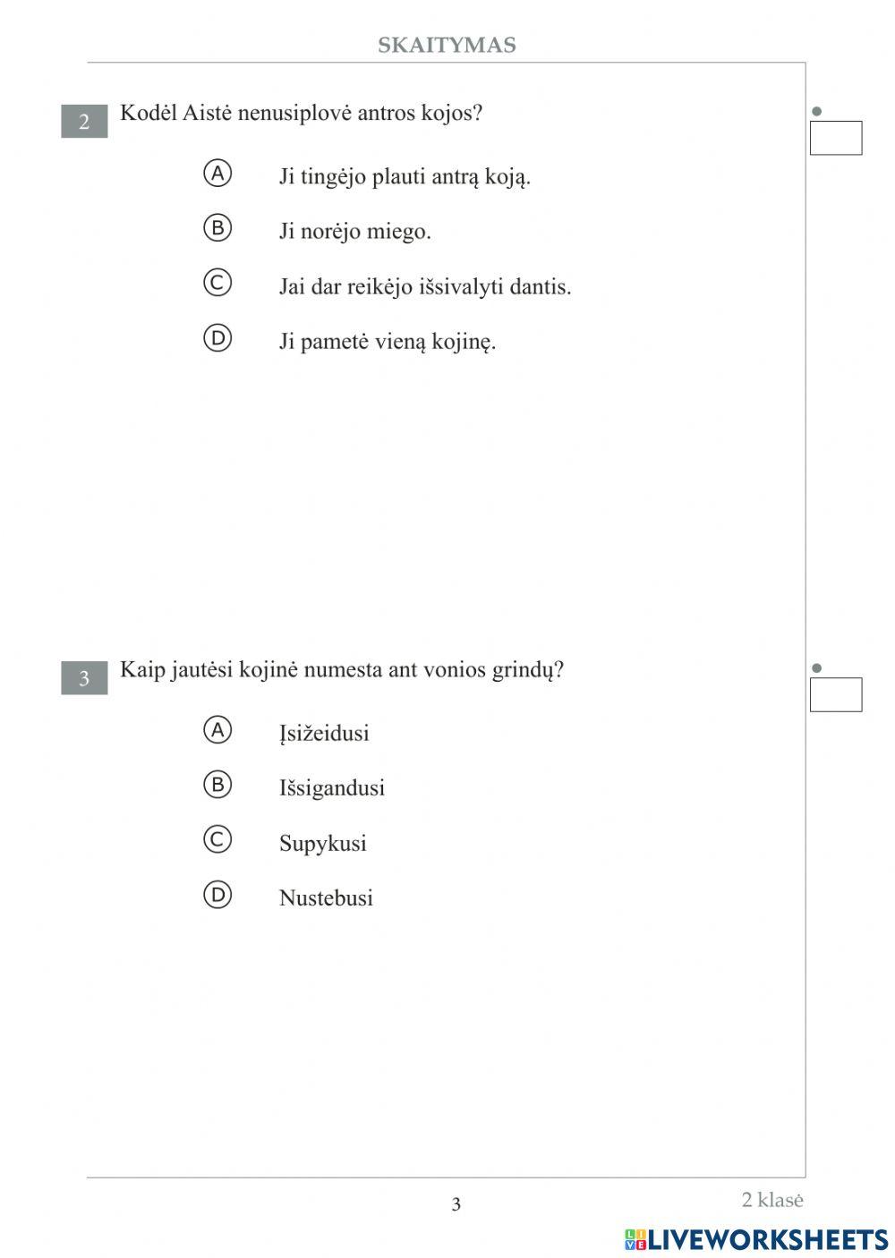 Teksto suvokimas 2kl.