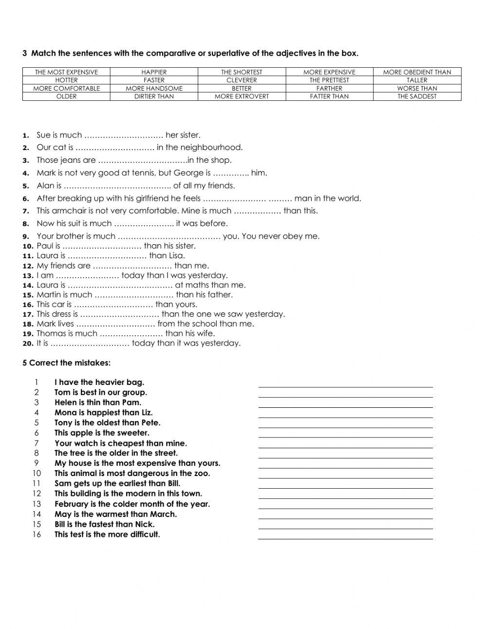 comparatives and superlatives