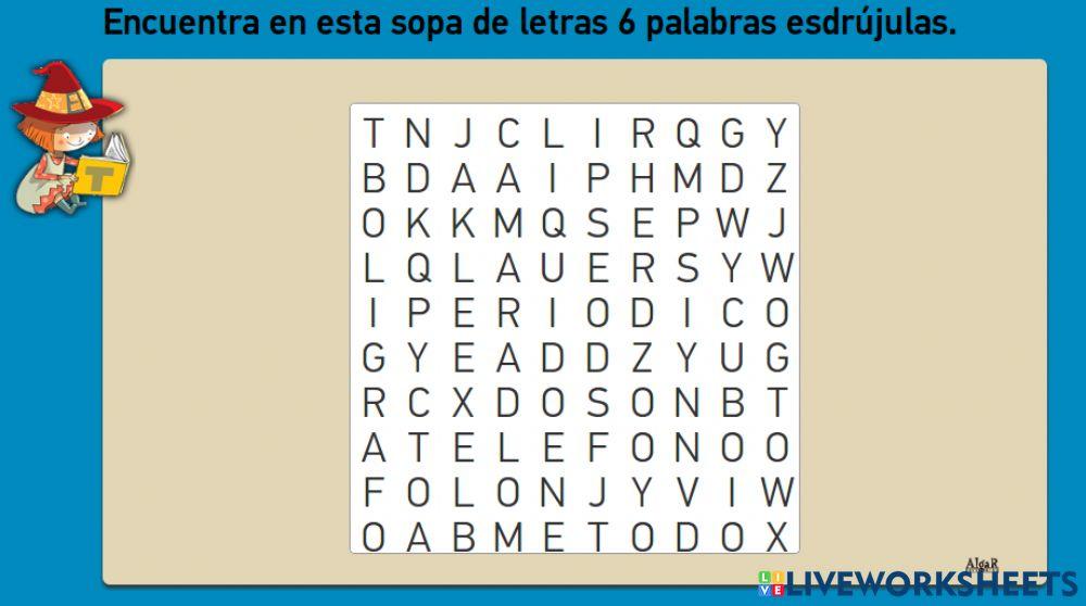 Ficha palabras Esdrújulas