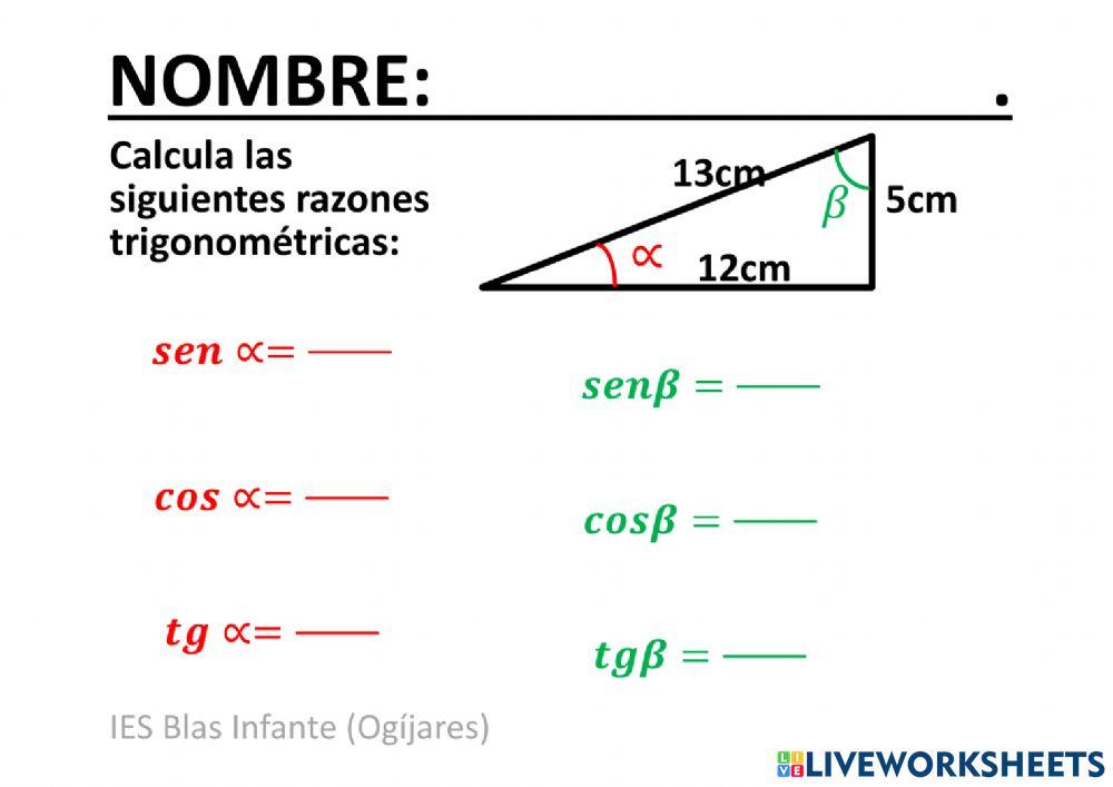 Razones trigonométricas de un ángulo agudo