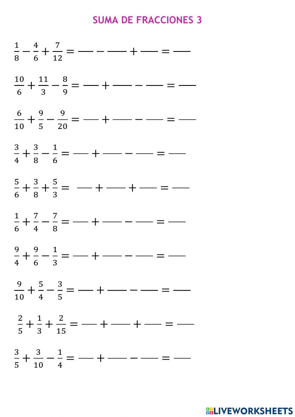 Suma de fracciones 3