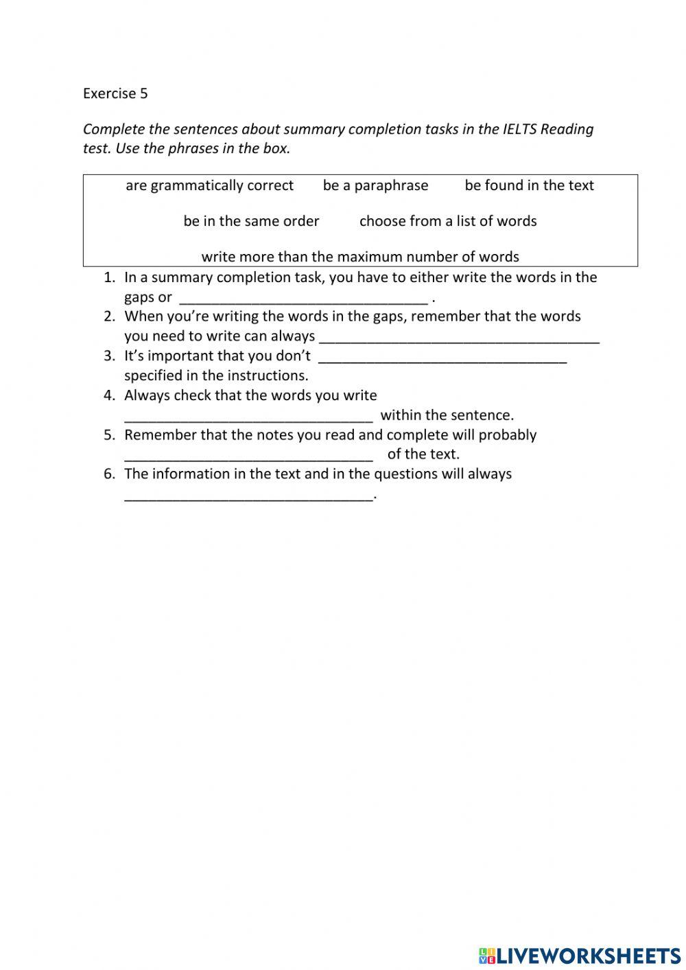 IE3, Unit 6, Reading, Exercise 5